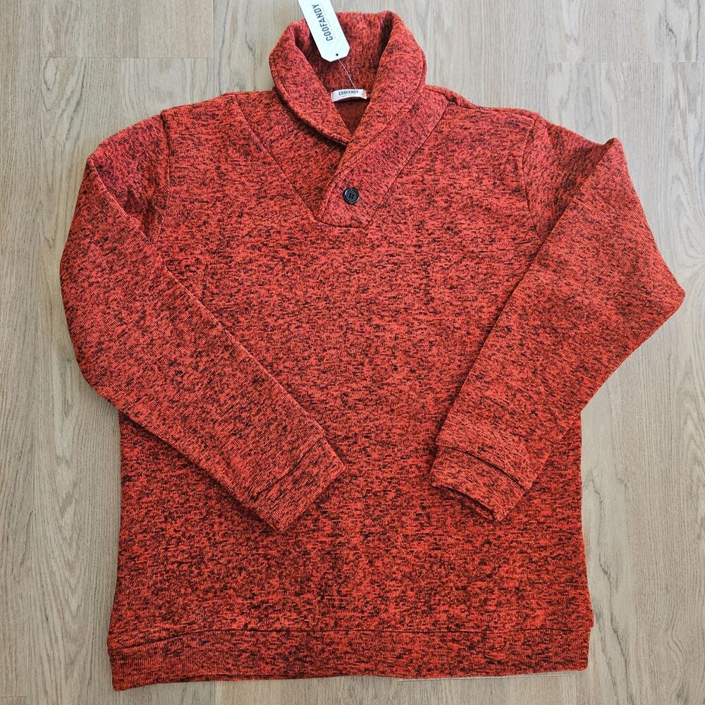 Red Fleece Black Heather Pullover Sweater Mens XL New with tags